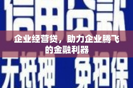 资兴企业经营贷，助力企业腾飞的金融利器