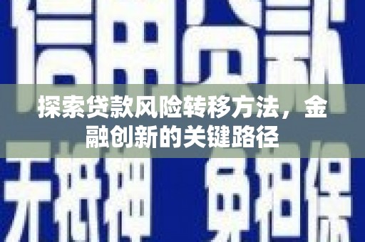 资兴探索贷款风险转移方法，金融创新的关键路径