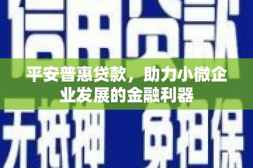资兴平安普惠贷款，助力小微企业发展的金融利器