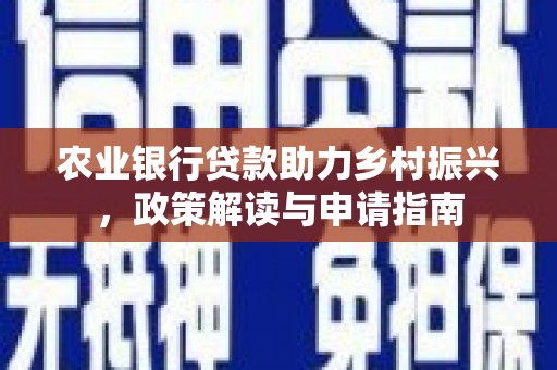 资兴农业银行贷款助力乡村振兴，政策解读与申请指南