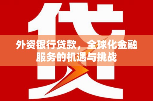 资兴外资银行贷款，全球化金融服务的机遇与挑战