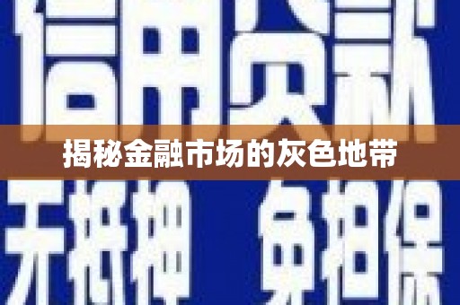 资兴揭秘金融市场的灰色地带